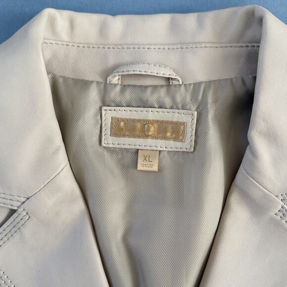 Wilsons Leather Vintage Maxima 90’s Cream Leather Blazer Jacket - Picture 4 of 5